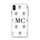 Monochrome Bees with Monogram Apple iPhone Xs Max Impact Case White Edge on Silver Phone