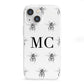 Monochrome Bees with Monogram iPhone 13 Mini Clear Bumper Case