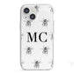 Monochrome Bees with Monogram iPhone 13 Mini TPU Impact Case with White Edges