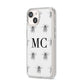 Monochrome Bees with Monogram iPhone 14 Clear Tough Case Starlight Angled Image