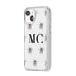 Monochrome Bees with Monogram iPhone 14 Glitter Tough Case Starlight Angled Image