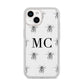 Monochrome Bees with Monogram iPhone 14 Glitter Tough Case Starlight