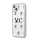 Monochrome Bees with Monogram iPhone 14 Plus Glitter Tough Case Starlight Angled Image