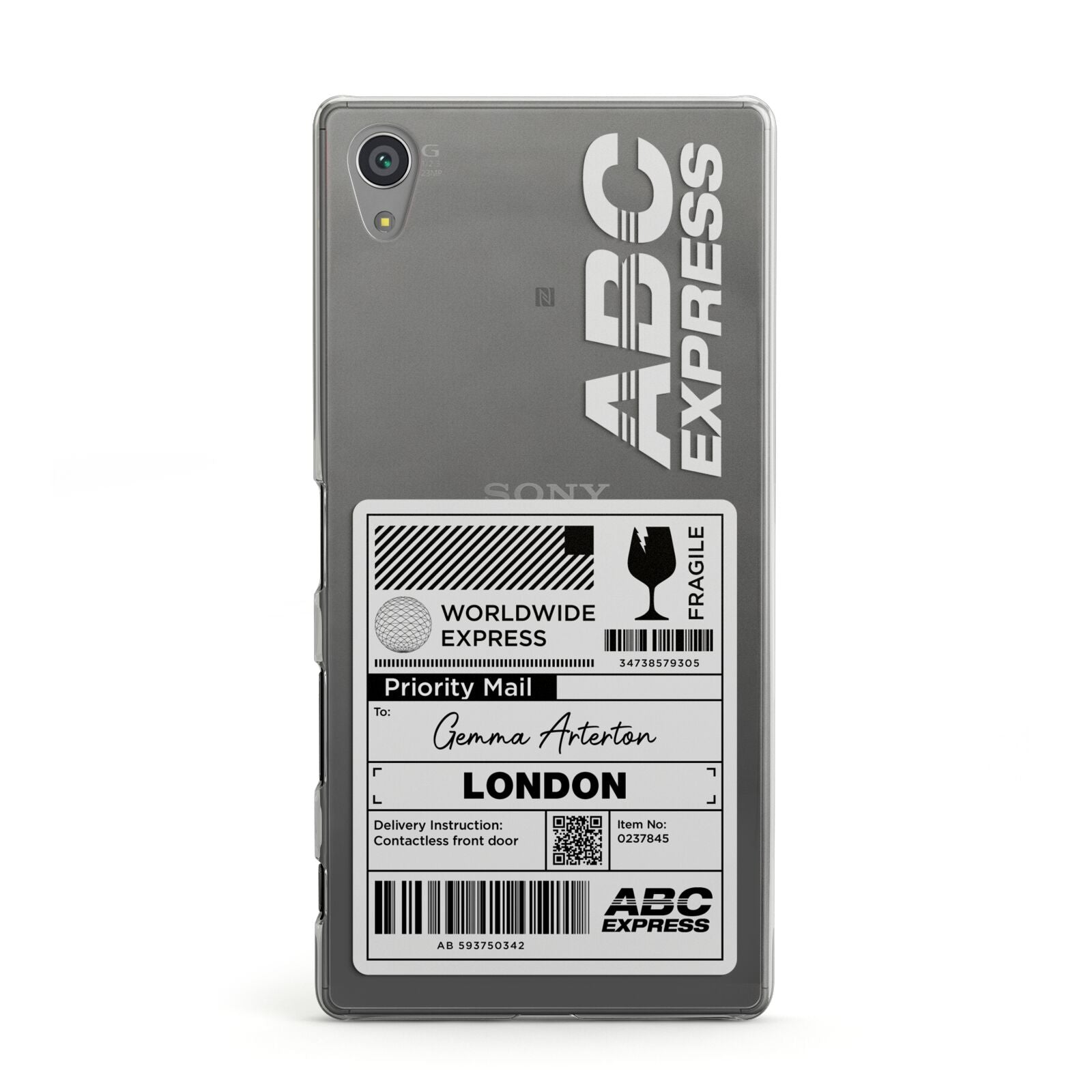 Monochrome Courier Label with Name Sony Case – Dyefor