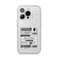 Monochrome Courier Label with Name iPhone 14 Pro Clear Tough Case Silver