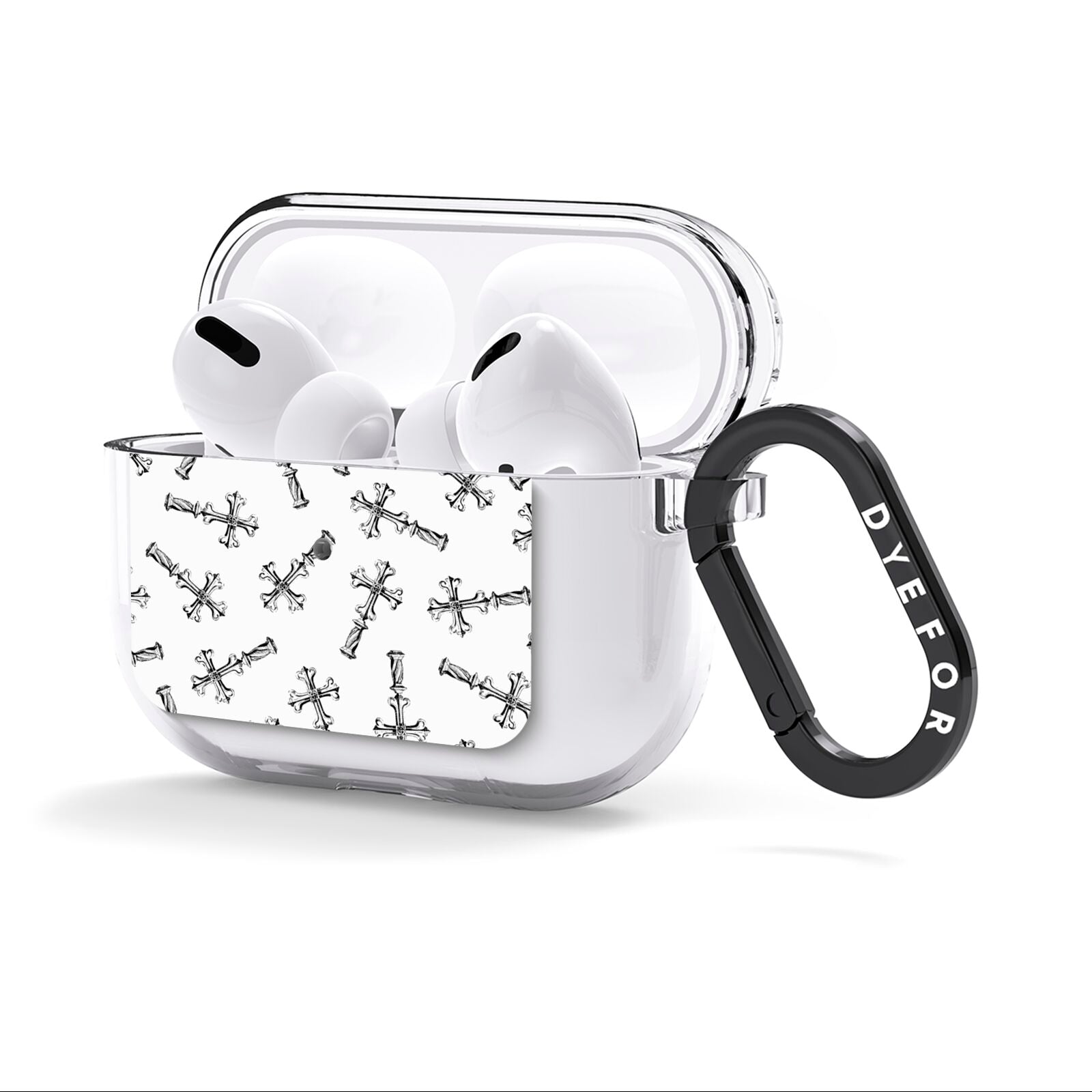 Monochrome Crosses AirPods Clear Case 3rd Gen Side Image