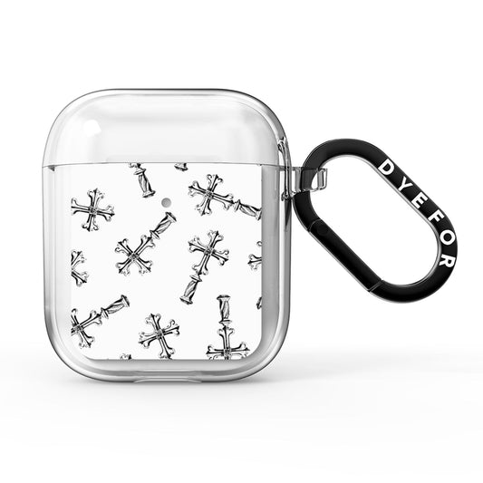 Monochrome Crosses AirPods Clear Case