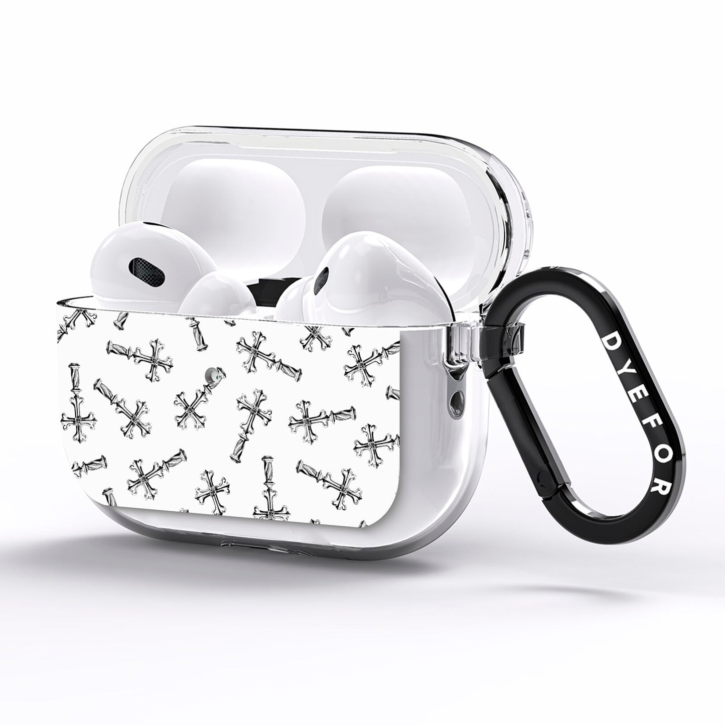 Monochrome Crosses AirPods Pro Clear Case Side Image