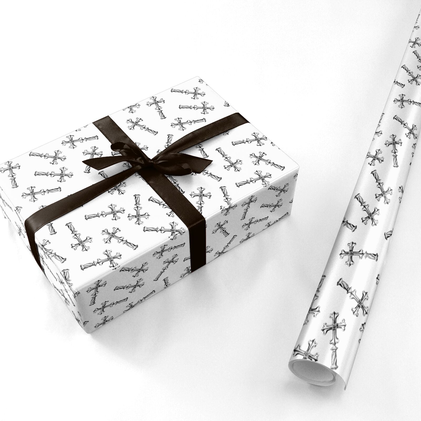 Monochrome Crosses Personalised Wrapping Paper