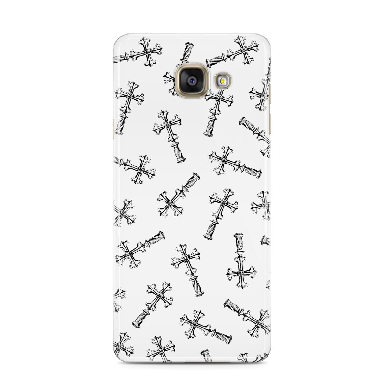 Monochrome Crosses Samsung Galaxy A3 2016 Case on gold phone