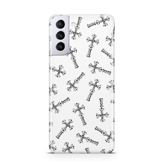Monochrome Crosses Samsung S21 Plus Phone Case