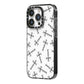 Monochrome Crosses iPhone 14 Pro Black Impact Case Side Angle on Silver phone