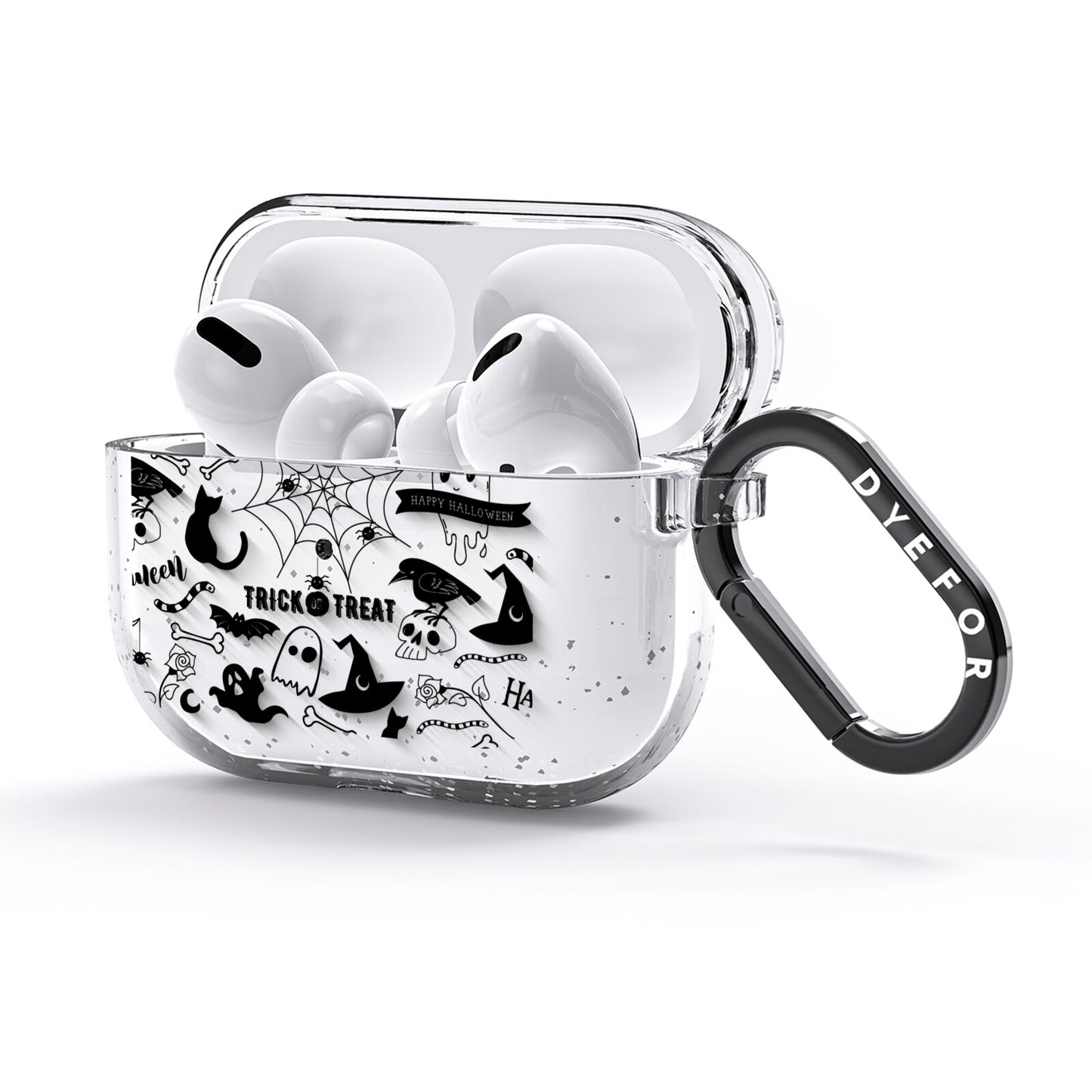Monochrome Halloween Illustrations AirPods Glitter Case 3rd Gen Side Image