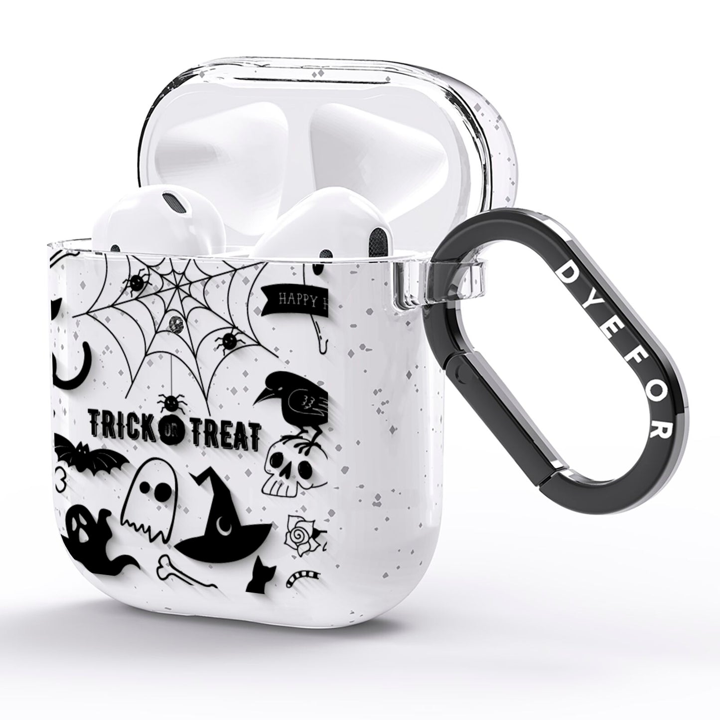 Monochrome Halloween Illustrations AirPods Glitter Case Side Image