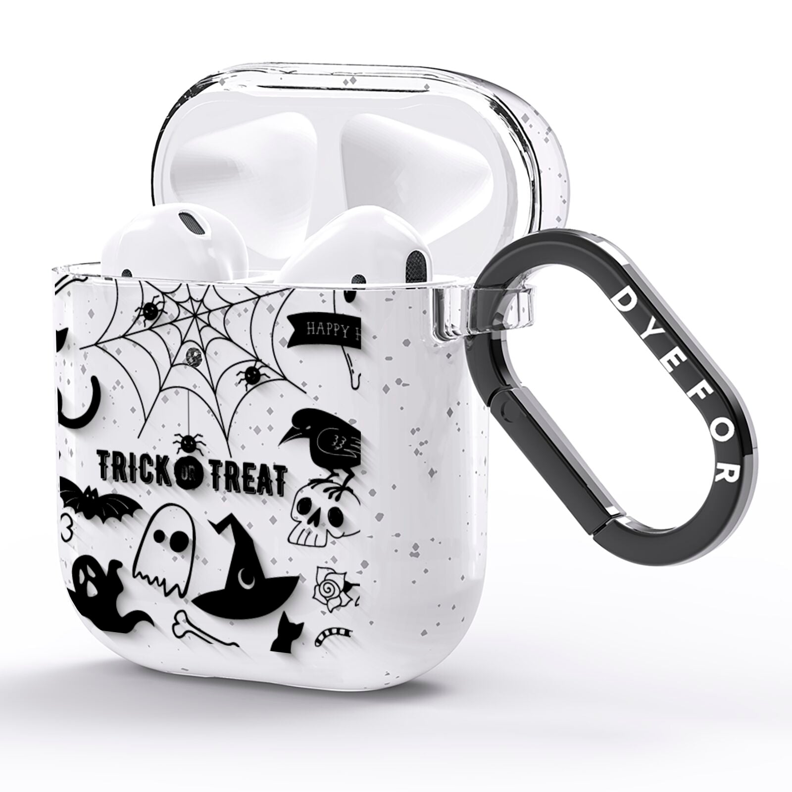 Monochrome Halloween Illustrations AirPods Glitter Case Side Image