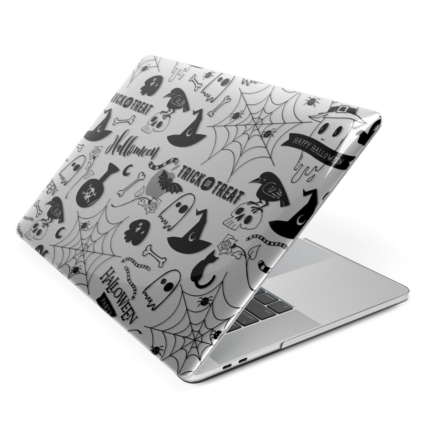 Monochrome Halloween Illustrations Apple MacBook Case Side View