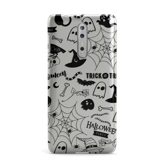 Monochrome Halloween Illustrations Nokia Case