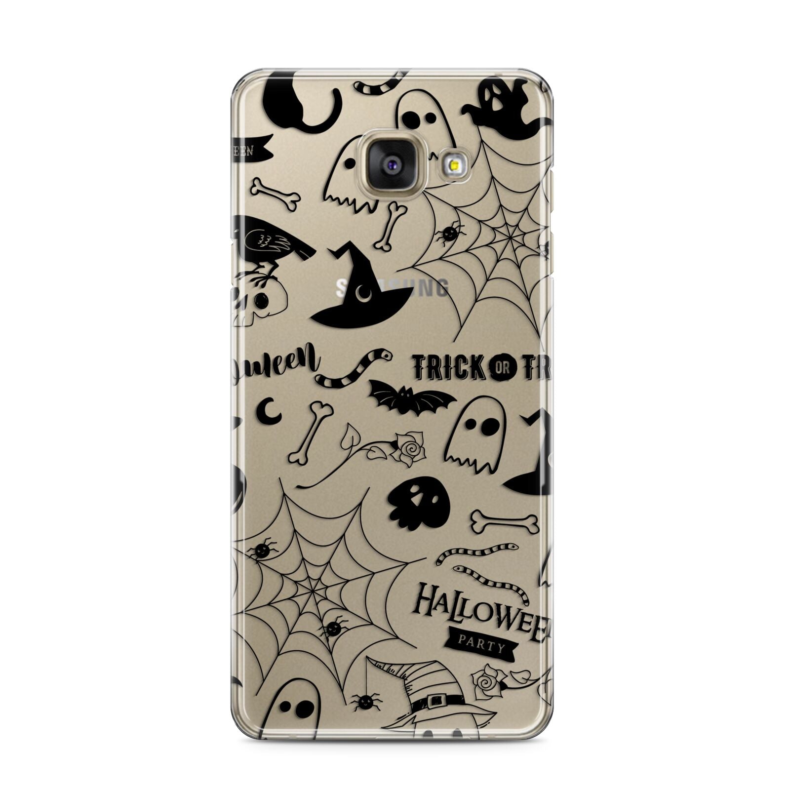 Monochrome Halloween Illustrations Samsung Galaxy A3 2016 Case on gold phone