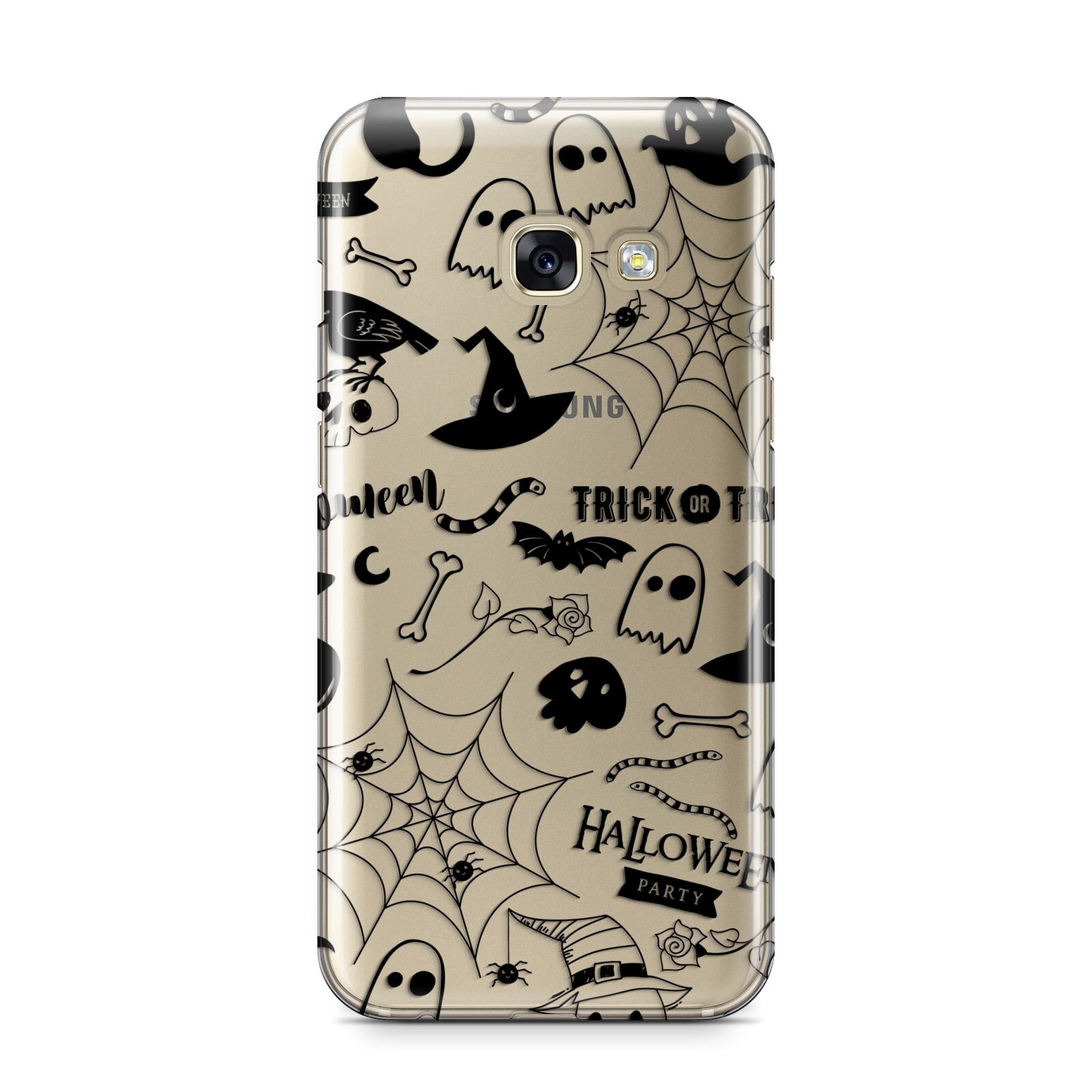 Monochrome Halloween Illustrations Samsung Galaxy A3 2017 Case on gold phone