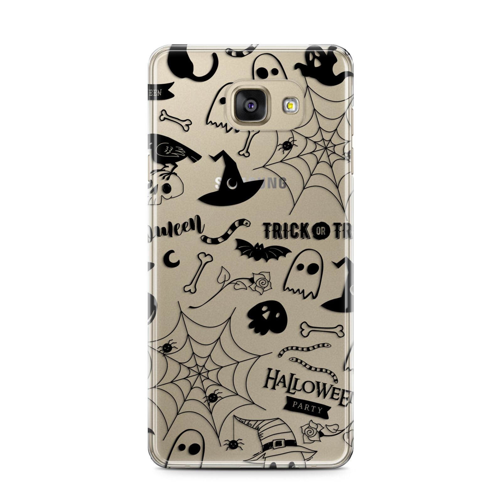 Monochrome Halloween Illustrations Samsung Galaxy A7 2016 Case on gold phone