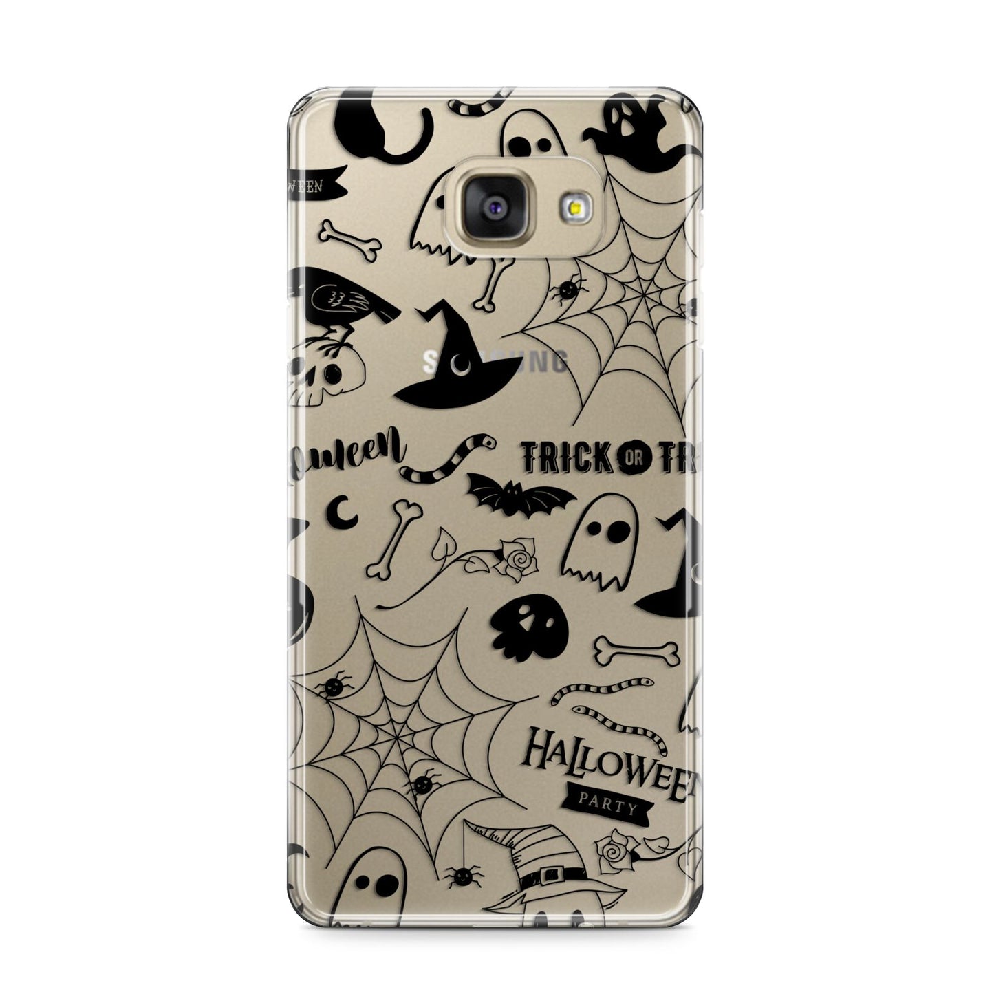 Monochrome Halloween Illustrations Samsung Galaxy A9 2016 Case on gold phone