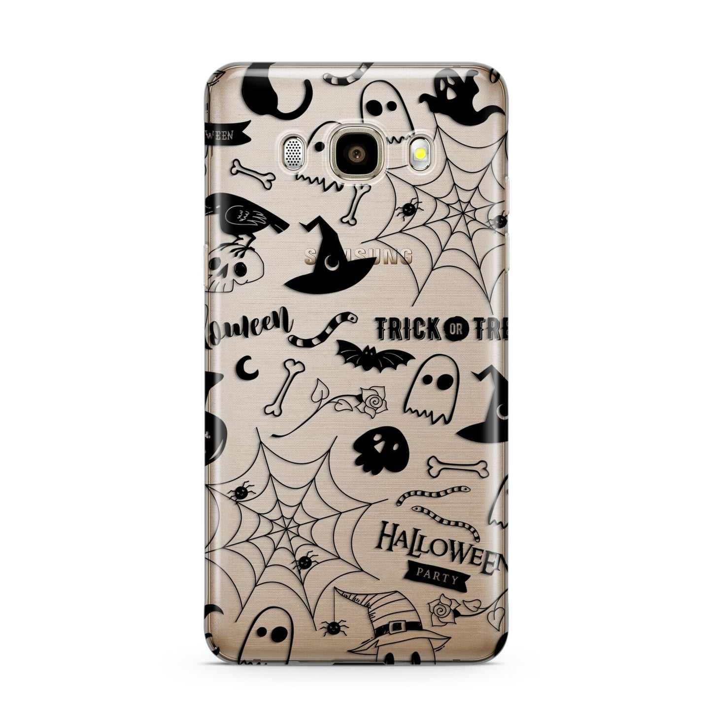 Monochrome Halloween Illustrations Samsung Galaxy J7 2016 Case on gold phone