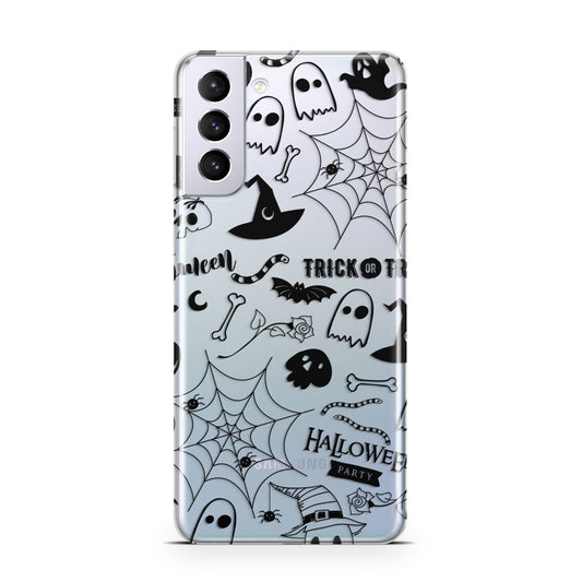 Monochrome Halloween Illustrations Samsung S21 Plus Phone Case