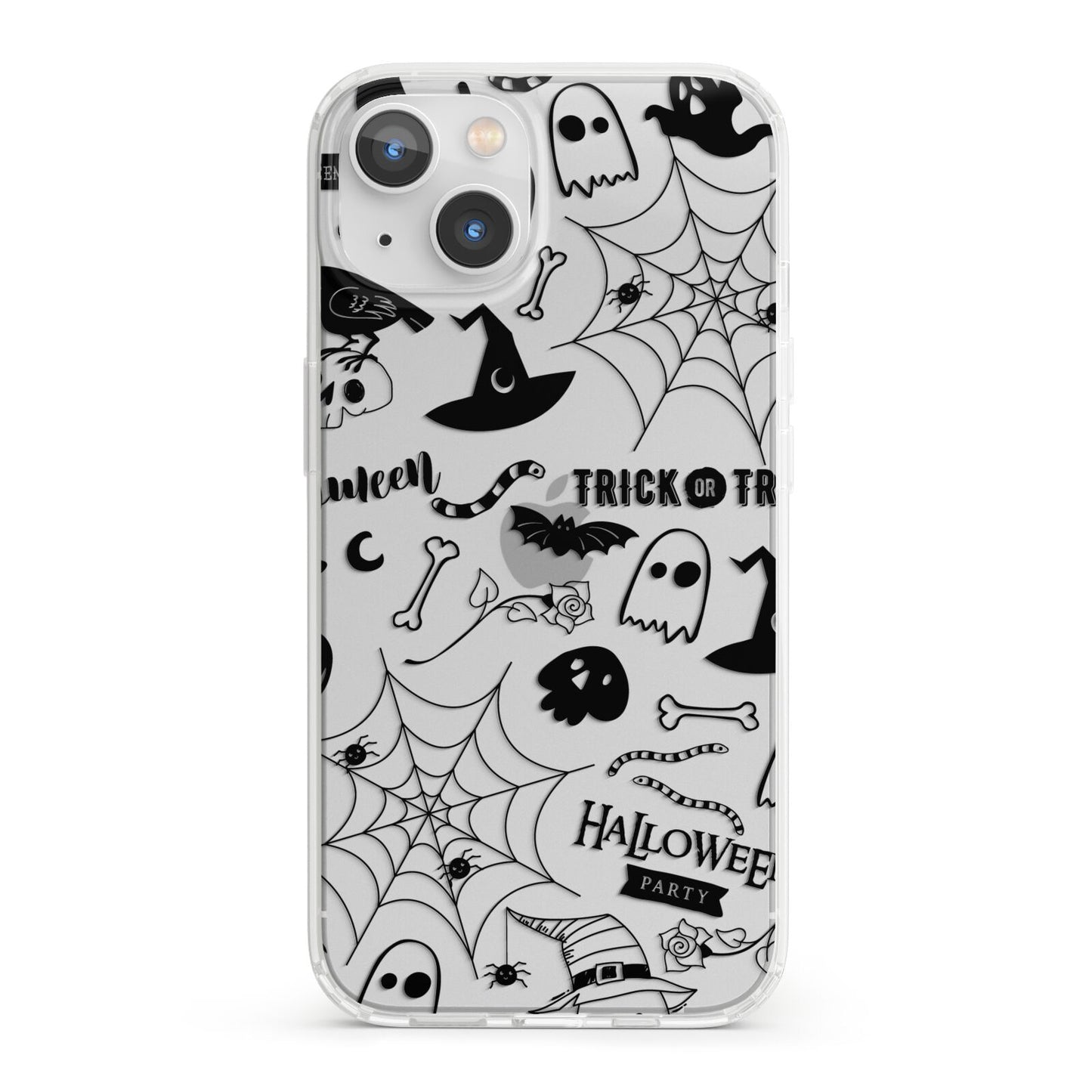 Monochrome Halloween Illustrations iPhone 13 Clear Bumper Case