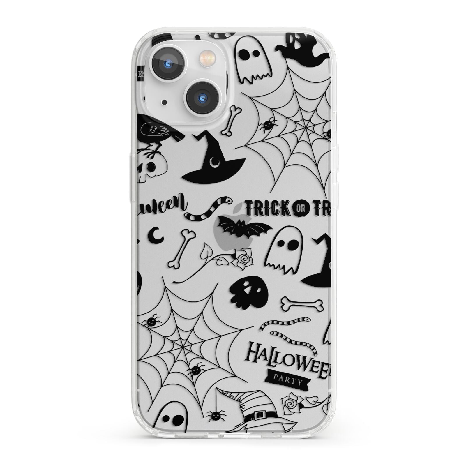 Monochrome Halloween Illustrations iPhone 13 Clear Bumper Case