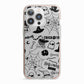 Monochrome Halloween Illustrations iPhone 13 Pro TPU Impact Case with Pink Edges