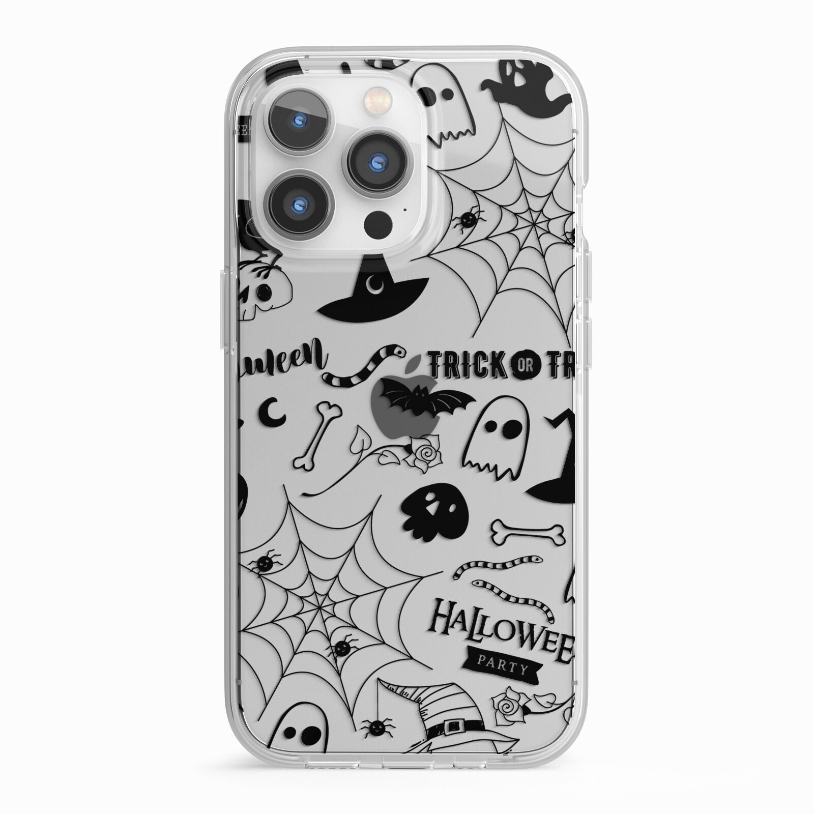 Monochrome Halloween Illustrations iPhone 13 Pro TPU Impact Case with White Edges