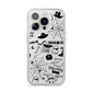 Monochrome Halloween Illustrations iPhone 14 Pro Clear Tough Case Silver