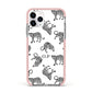 Monochrome Leopard Print Personalised Apple iPhone 11 Pro in Silver with Pink Impact Case