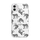 Monochrome Leopard Print Personalised Apple iPhone 11 in White with Bumper Case
