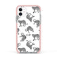 Monochrome Leopard Print Personalised Apple iPhone 11 in White with Pink Impact Case