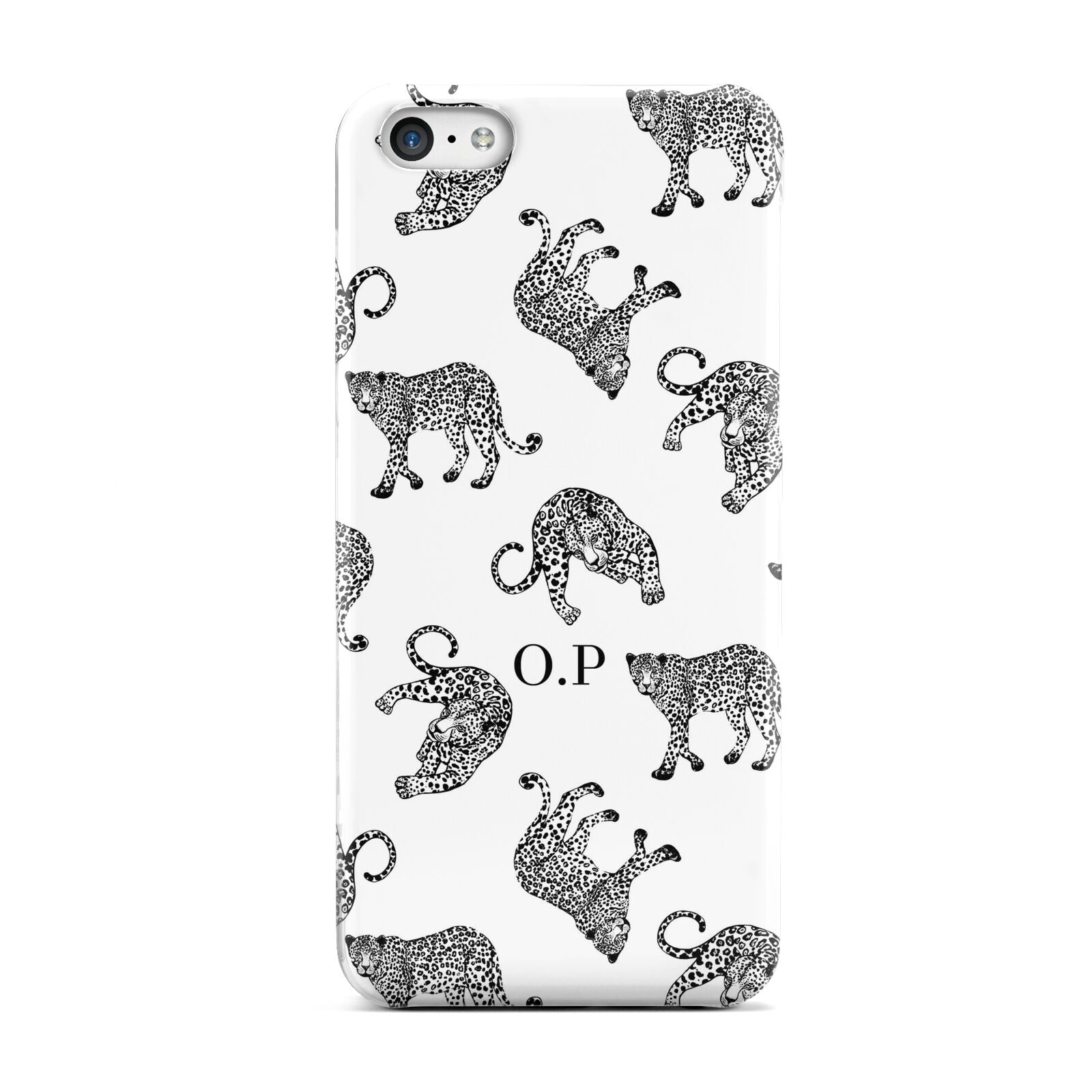 Monochrome Leopard Print Personalised Apple iPhone 5c Case