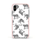 Monochrome Leopard Print Personalised Apple iPhone Xs Impact Case Pink Edge on Silver Phone