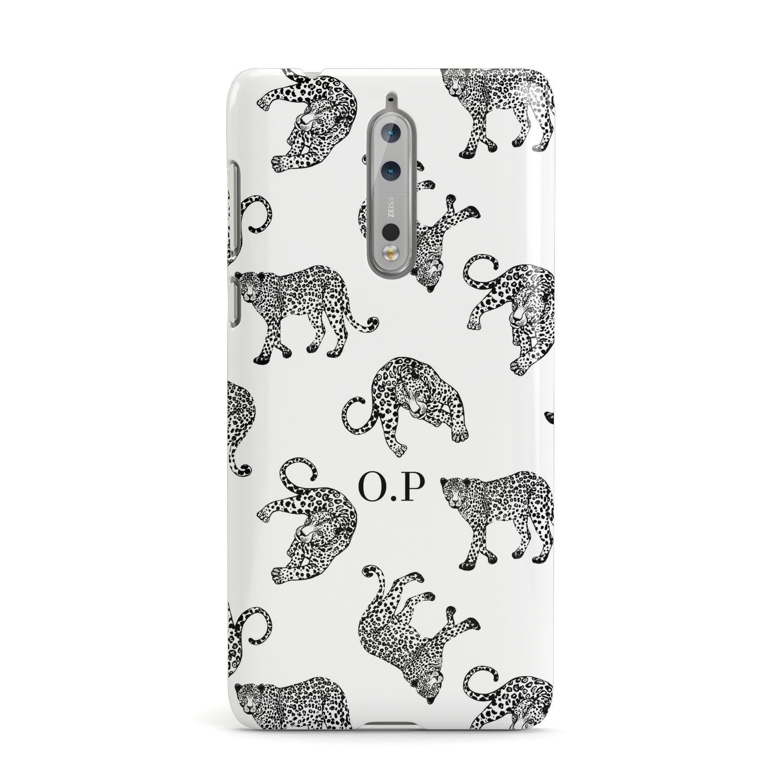 Monochrome Leopard Print Personalised Nokia Case
