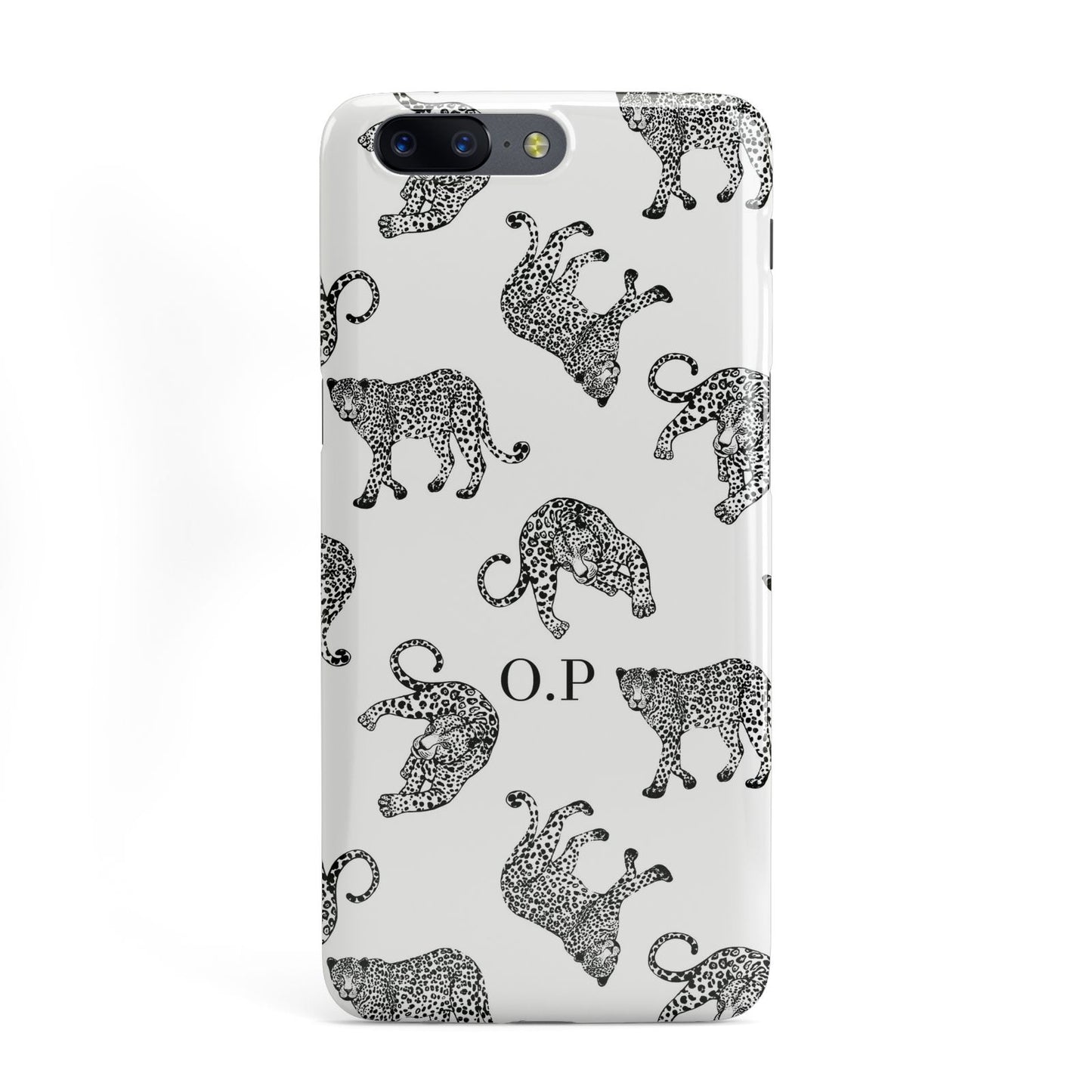 Monochrome Leopard Print Personalised OnePlus Case