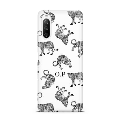 Monochrome Leopard Print Personalised Sony Xperia 10 III Case