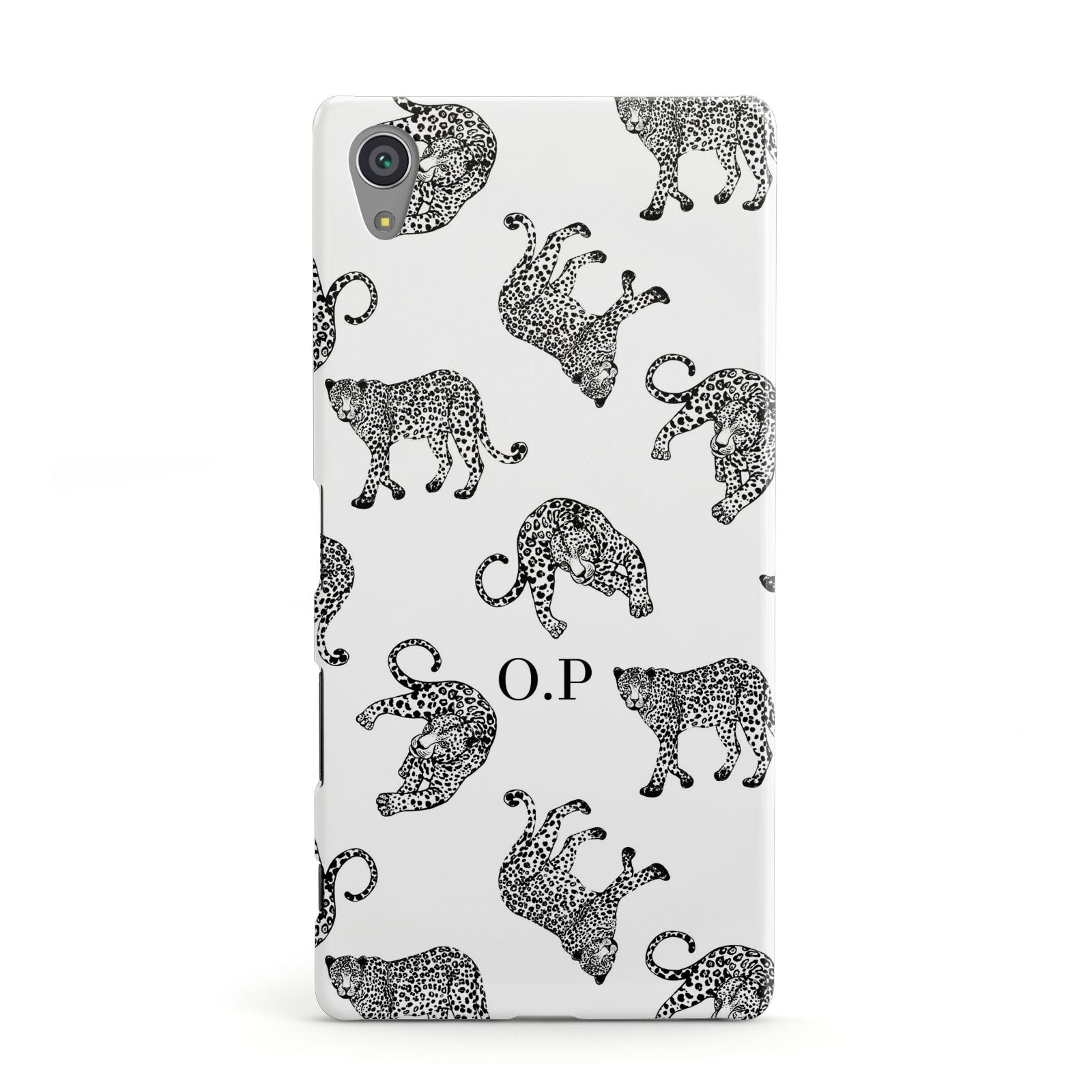Monochrome Leopard Print Personalised Sony Xperia Case