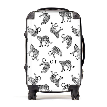 Monochrome Leopard Print Personalised Suitcase