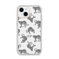 Monochrome Leopard Print Personalised iPhone 14 Clear Tough Case Starlight