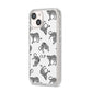 Monochrome Leopard Print Personalised iPhone 14 Glitter Tough Case Starlight Angled Image