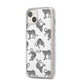 Monochrome Leopard Print Personalised iPhone 14 Plus Glitter Tough Case Starlight Angled Image