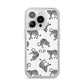 Monochrome Leopard Print Personalised iPhone 14 Pro Glitter Tough Case Silver