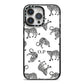 Monochrome Leopard Print Personalised iPhone 14 Pro Max Black Impact Case on Silver phone