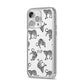 Monochrome Leopard Print Personalised iPhone 14 Pro Max Glitter Tough Case Silver Angled Image