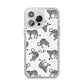 Monochrome Leopard Print Personalised iPhone 14 Pro Max Glitter Tough Case Silver