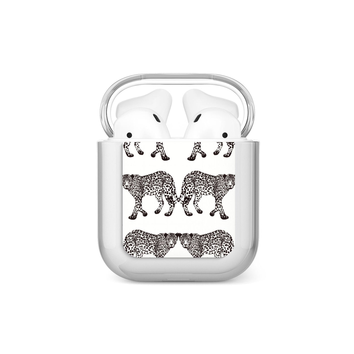 Monochrome Mirrored Leopard Print AirPods Case